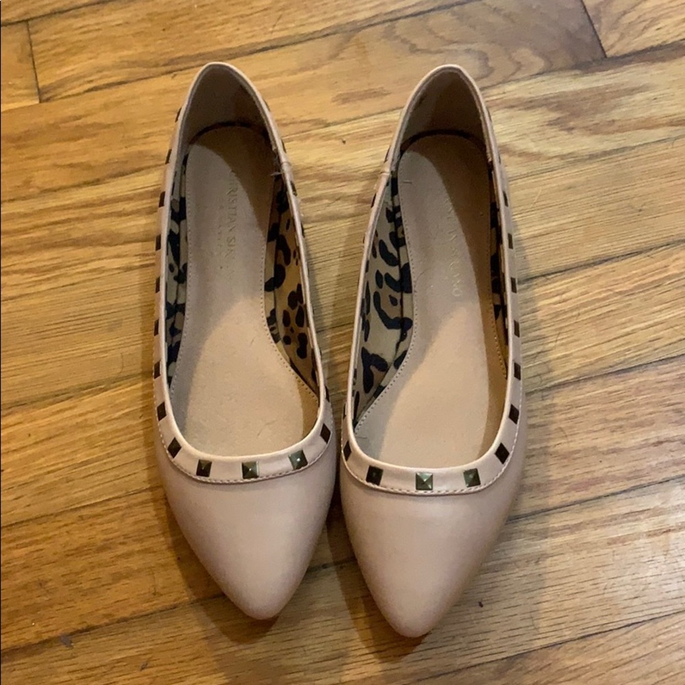 Nude studded flats